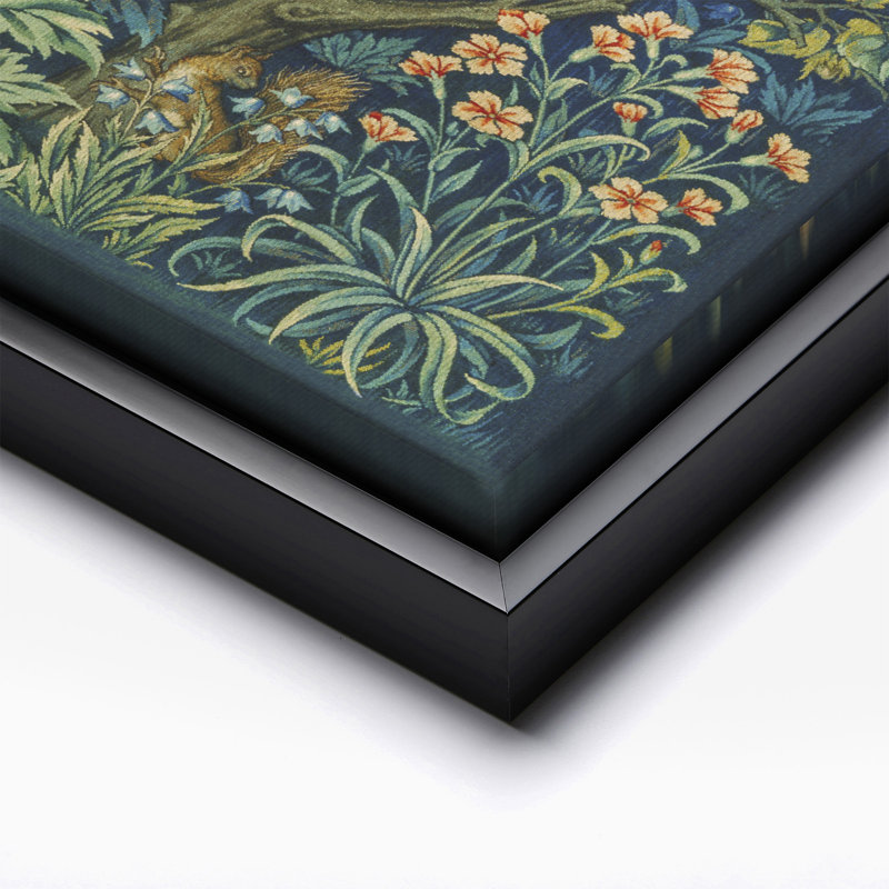 William Morris - faisan, H 16 po x l 20 po, Canevas, Cadre noir