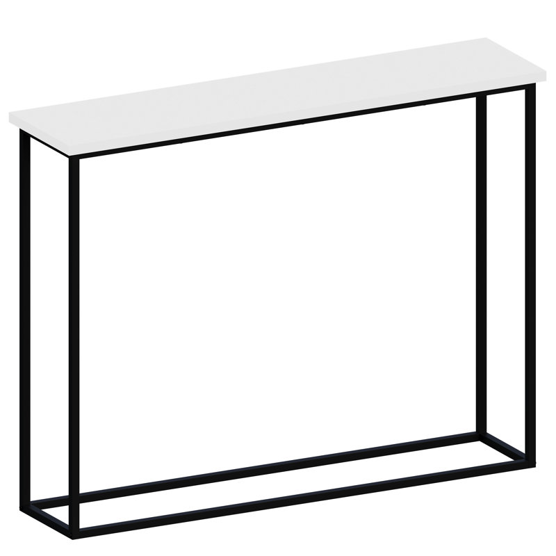 Modern Console Table with Metal Legs – Sleek Hallway Living Room Home Office & Entryway Accent Table, White, Black
