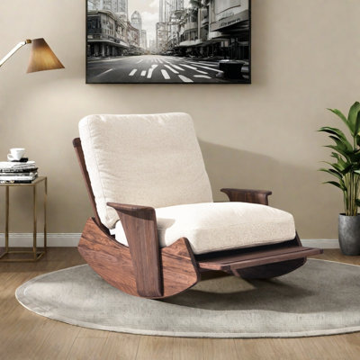 Chaise berçante rétro en coton et lin
