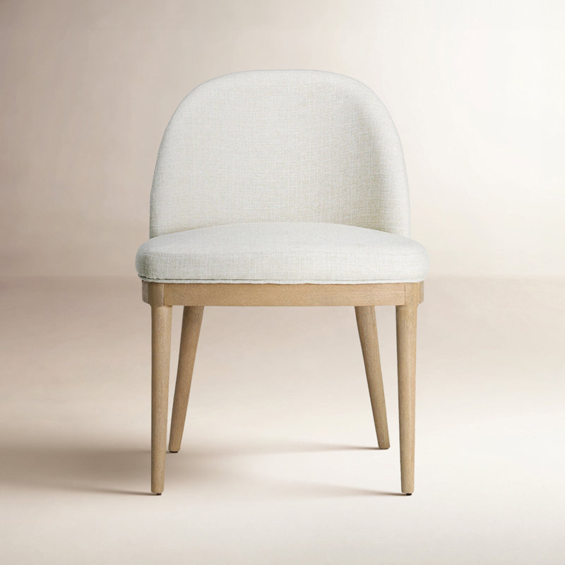 Chaise rembourrée à dossier courbé avec pieds en bois massif, Bois naturel