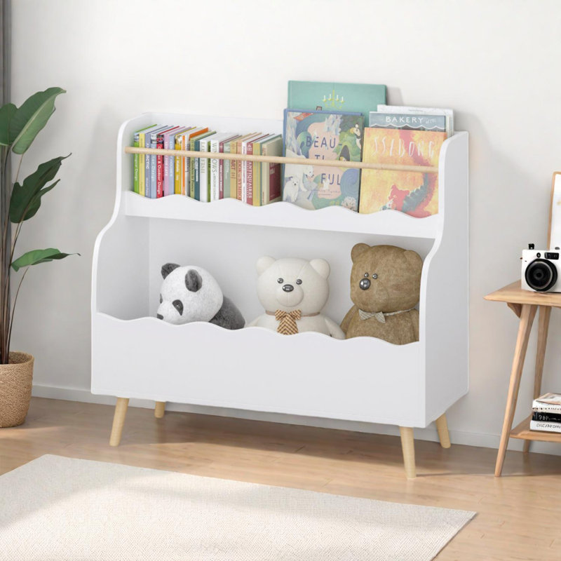 Organisateur de rangement pour enfants et bibliothèque pour enfants avec compartiments ondulés
