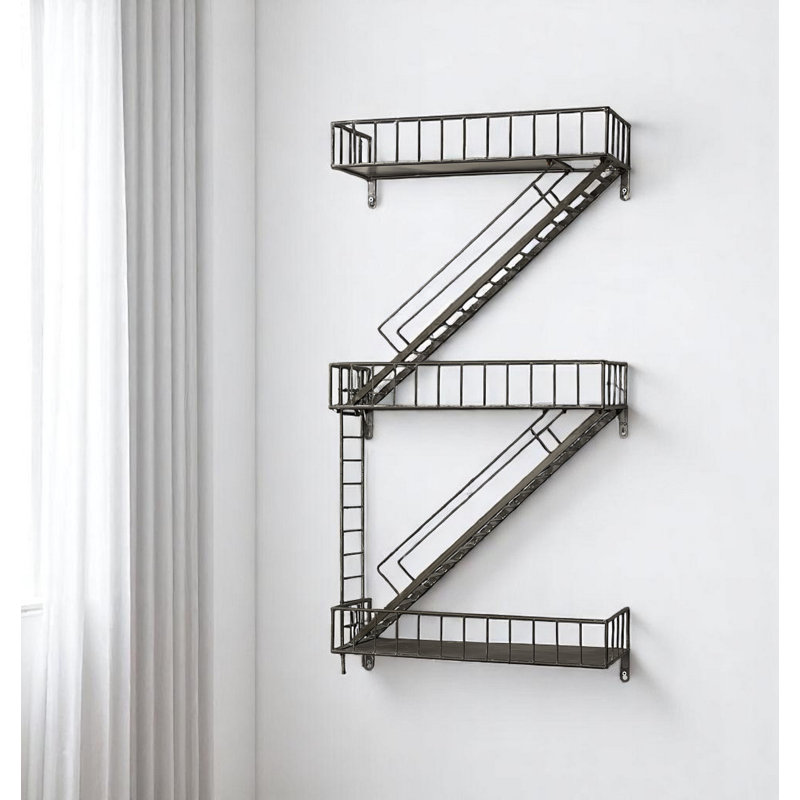 Tablette décorative murale 21 po gris métallique