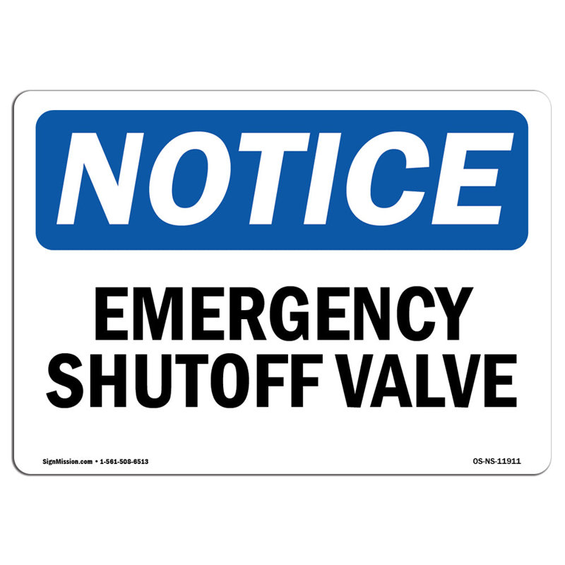 Emergency Shutoff Valve Sign