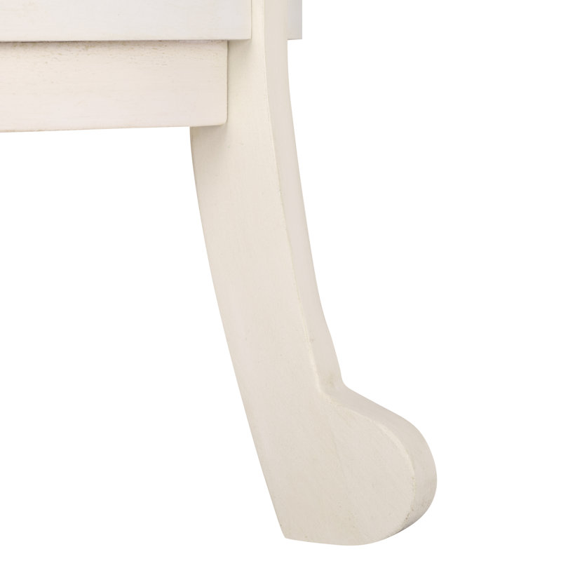 Tutuala Solid Wood 3 Legs End Table with Storage, Ivory