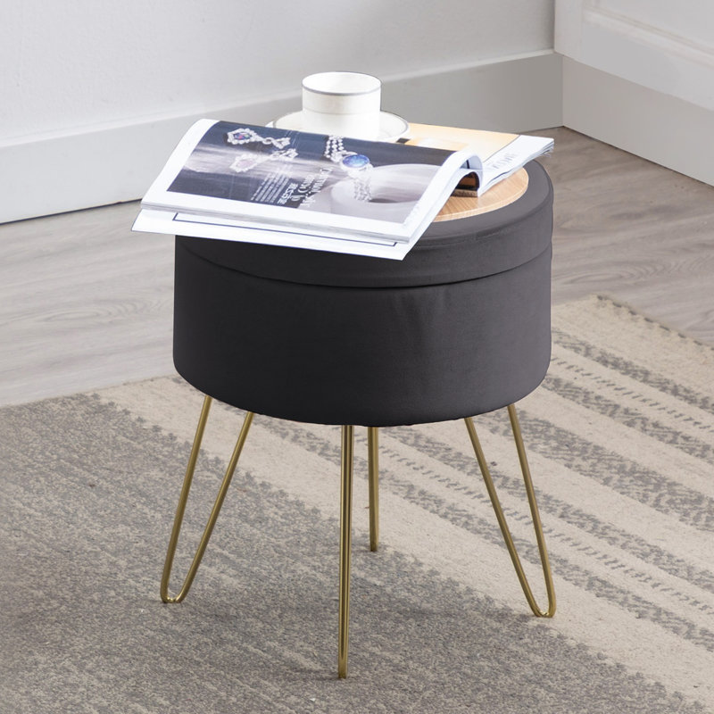 Tabouret de coiffeuse rembourré en velours Stefan Mid-Century, gris