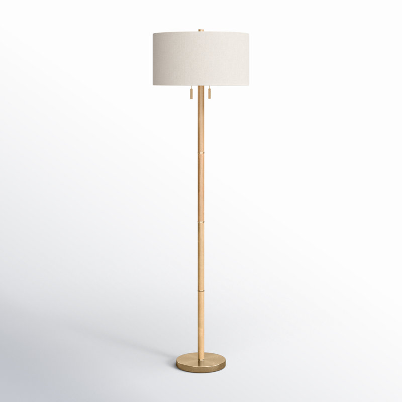 Geno 66.25'' Traditional Floor Lamp, Off-White, Natural/Antique Brass