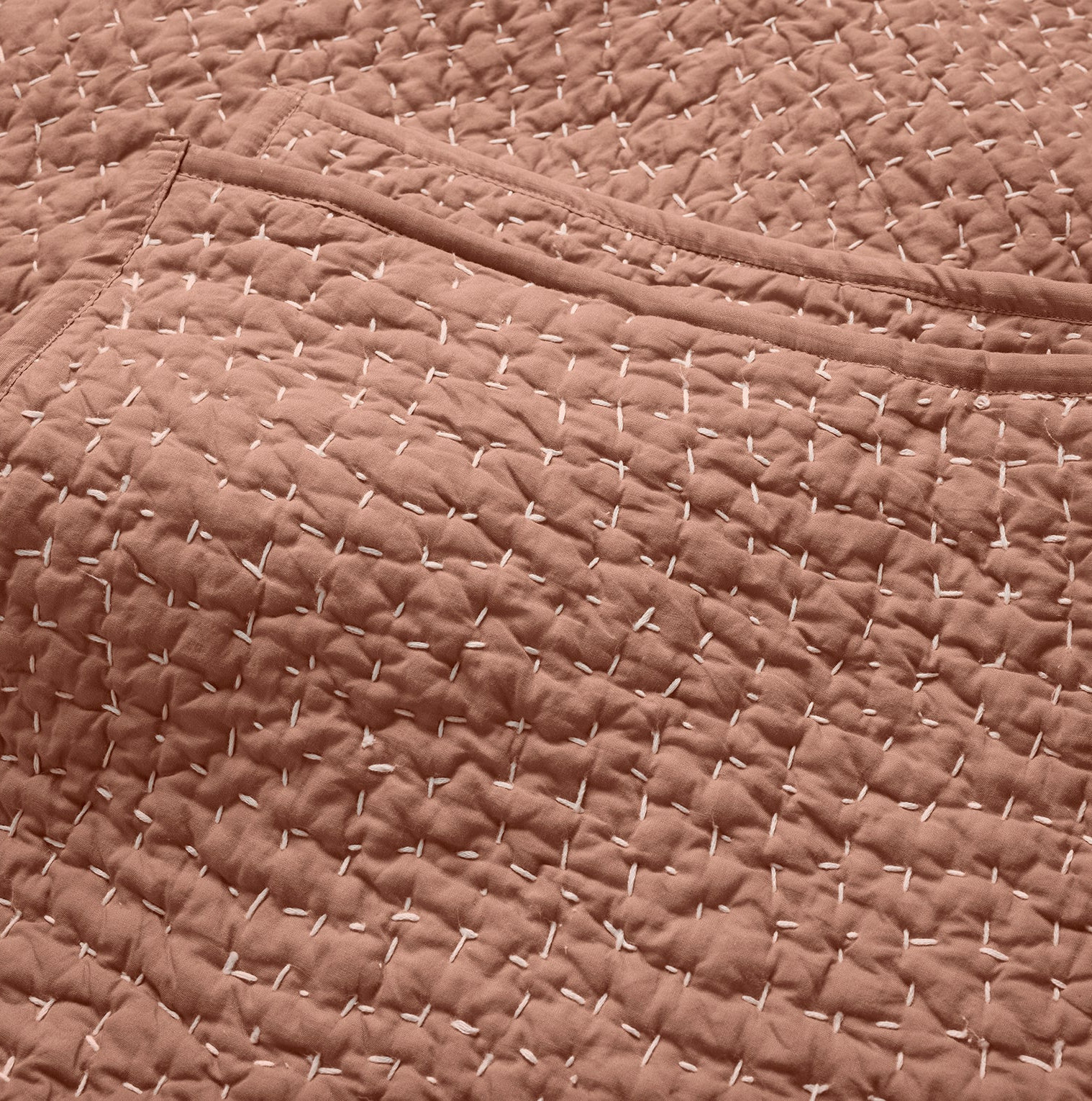 Pebbled Organic Percale Quilt, King Quilt, Praline