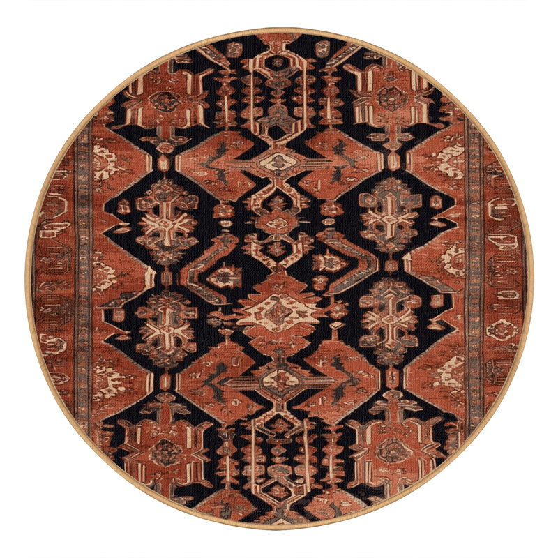 Tapis brun lavable à la machine, Rond 3 pi