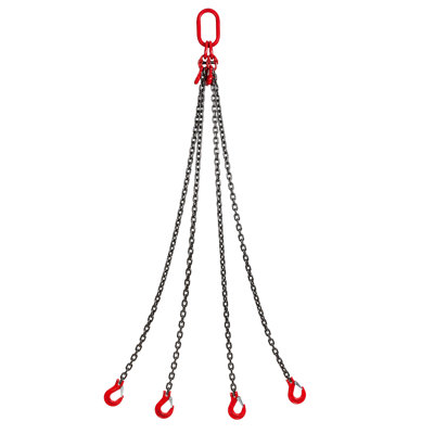 5/16" In x 5ft Chain Sling with 4 Legs, 11000LBS Heavy Duty Lifting Chains with Grab Hooks and Adjusters, G80 Steel Chain for Engine Hoist and Industrial Lifting