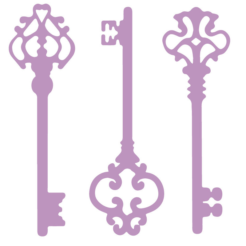 Décalcomanie murale clés squelettes, H 22 po x l 21 po x P 0,01 po, Lilas