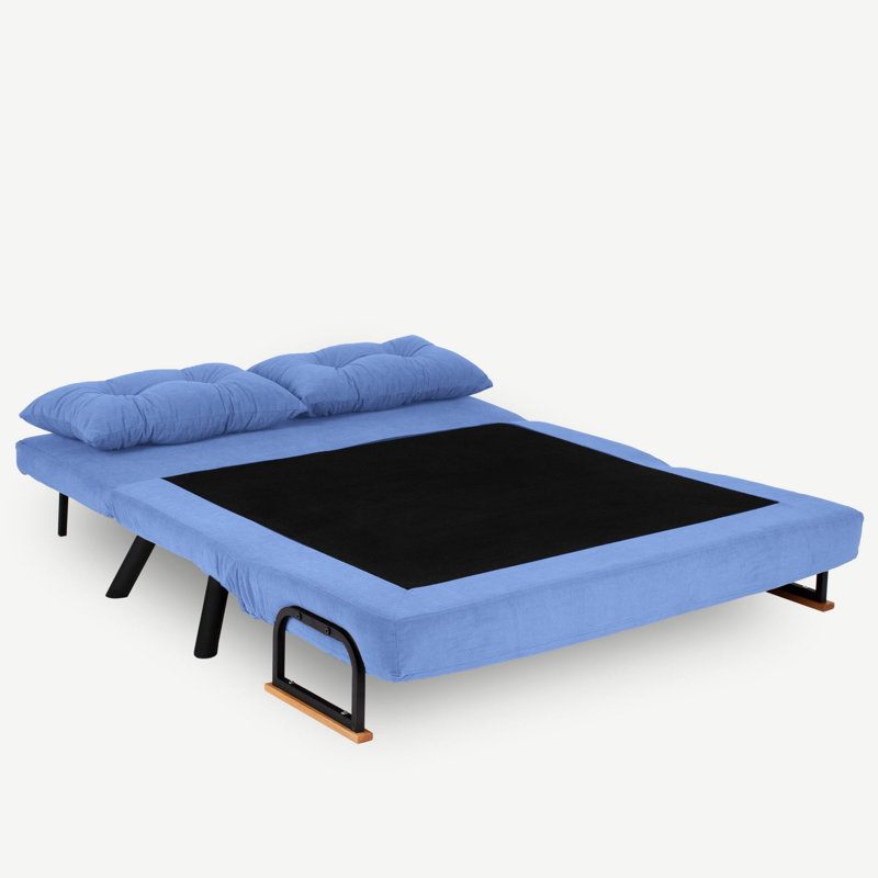 Sherri-Ann 54.3" Upholstered Sleeper Sofa, Blue 100% Polyester
