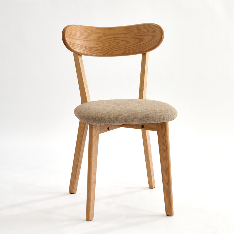 Chaise de salle à manger rembourrée en chêne massif avec housse amovible - ensemble de 4, Beige gris, Chêne, 4