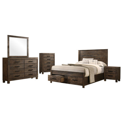 Gurmaan Gurmaan 5-Piece Queen Platform Bedroom Set Rustic Golden Brown by Millwood Pines