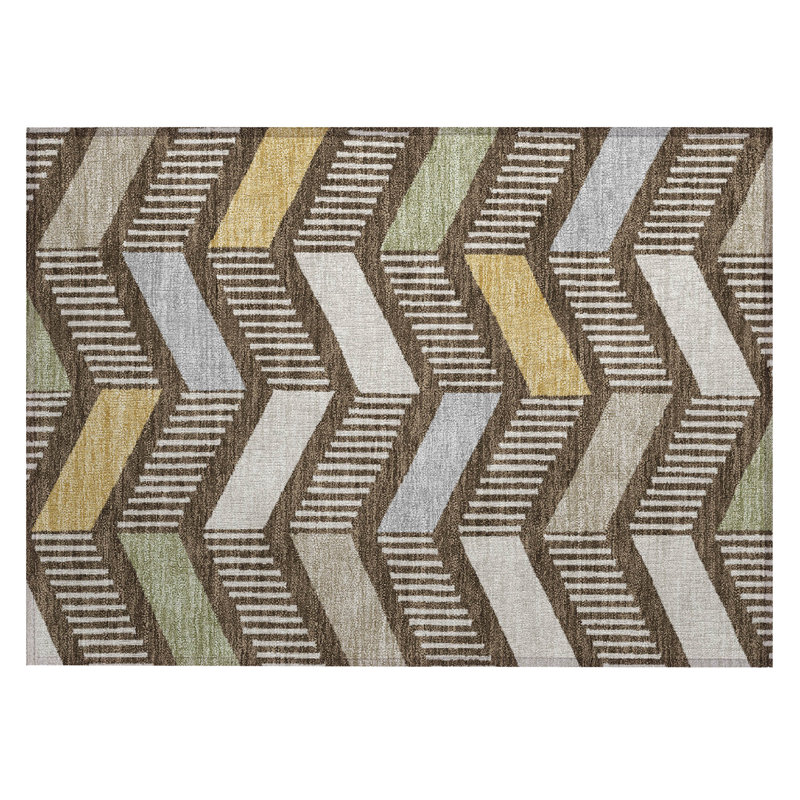 Machine Washable Indoor/Outdoor Chantille ACN2911 Geometric Rug, Chocolate, 2'6" x 3'10"
