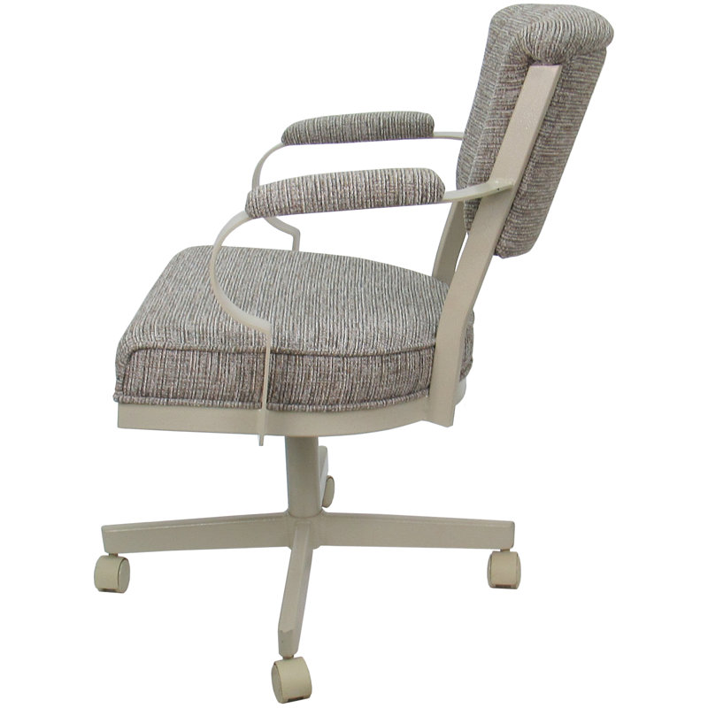 Magaw Swivel Metal Caster Dining Chair, Tan Polyester Blend, Beige