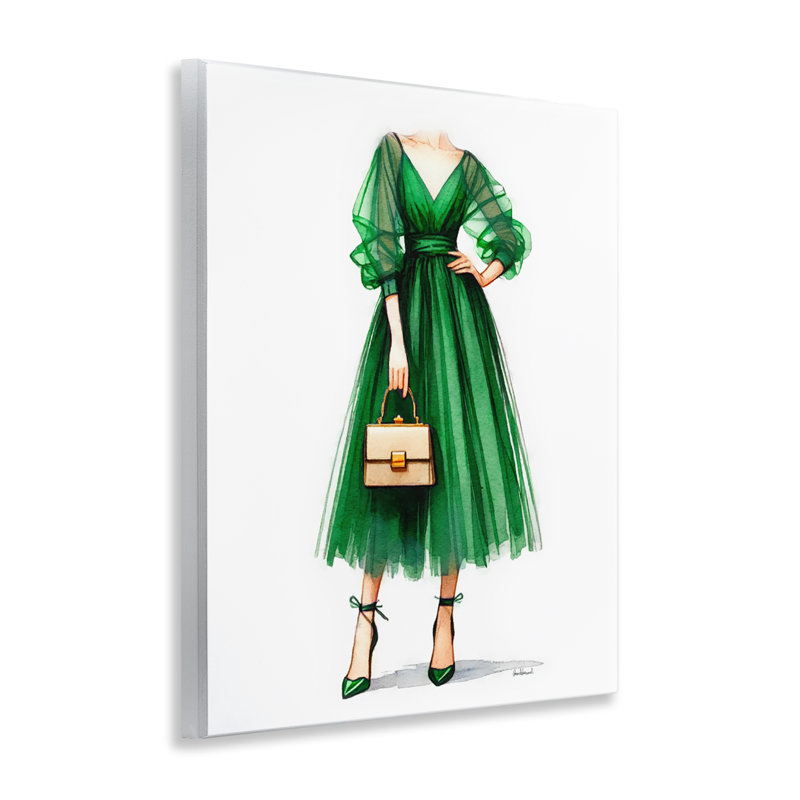 «Glam Green Fashion Gown», art mural par Amanda Greenwood