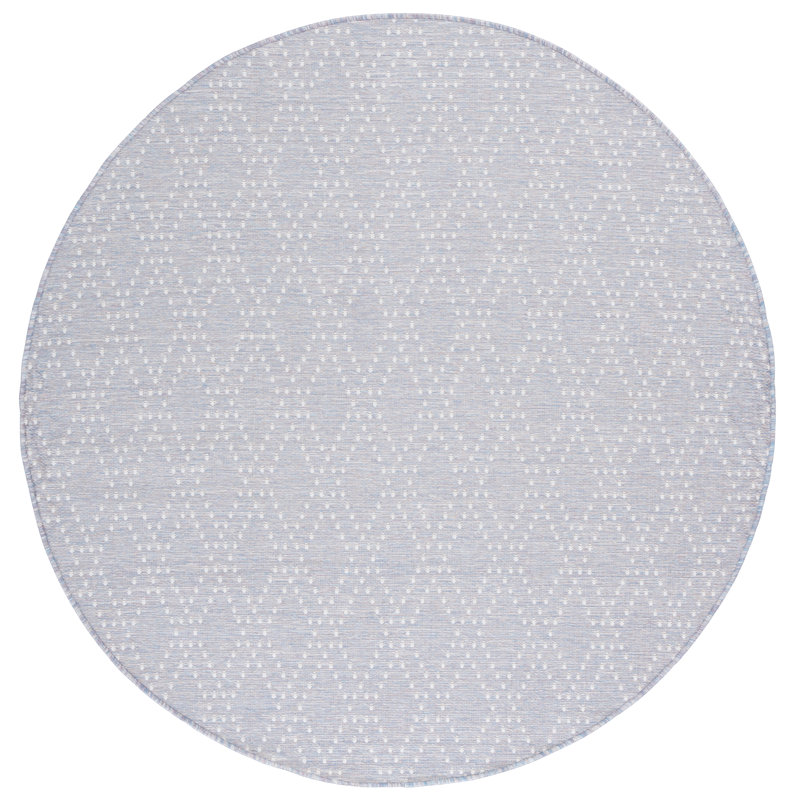 Sunset 850 Polypropylene/Polyester Geometric Indoor/Outdoor Rug in Blue/Lavender, Round 6'7"