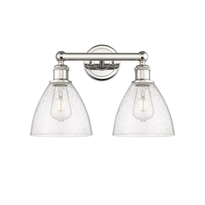 Éclairage pour meuble-lavabo en verre 2 lumières 16,5 pouces Alorah, Granuleux, Nickel poli