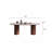 Maxsony 71" Mid Century Dining Table with Glossy Stone Tabletop, Rectangular Kitchen Table with Solid Wood Double Pedestal for 6-588410529-586655969