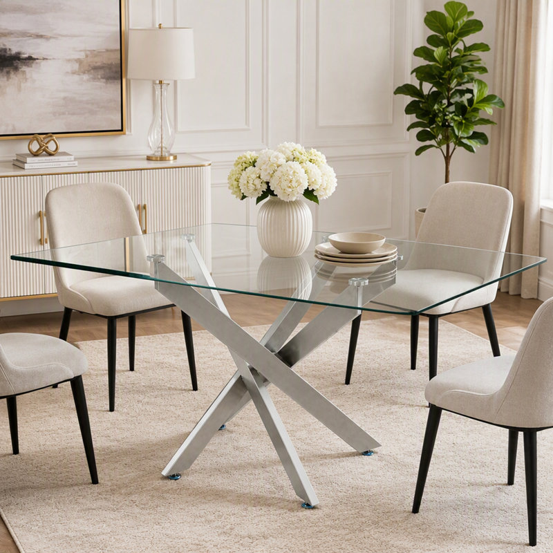 Dining Table, Argent et transparent