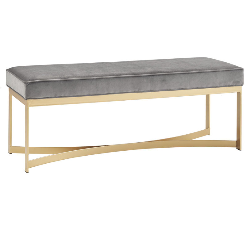 Polyester Upholstered Bench, Gray