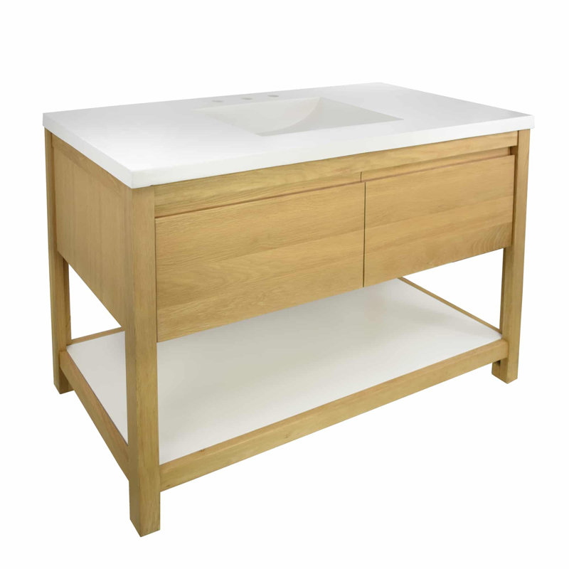 Solace 49" Single Bathroom Vanity Set, Sunrise Oak, Pearl
