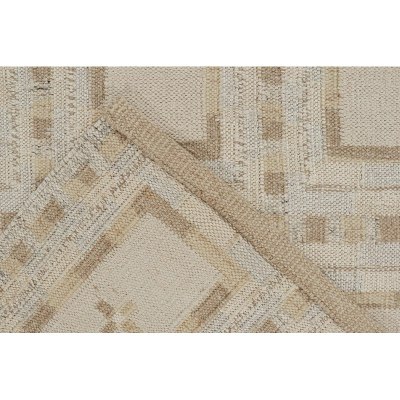 Scandinavian Hand Knotted Wool Geometric Area Rug, Rectangle 9' x 12'