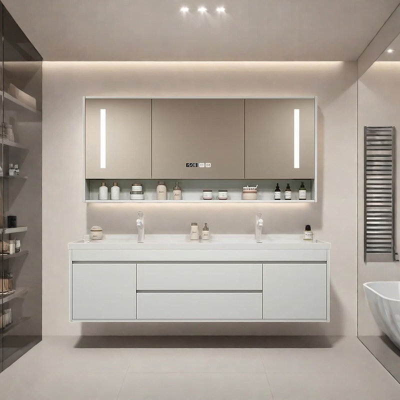 Meuble-lavabo avec plateau Obrian, Blanc
