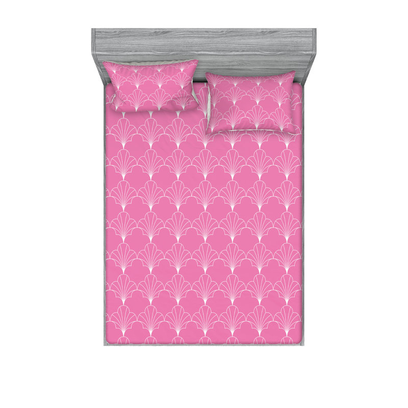  Ensemble de draps en microfibre géométrique, Rose, Ensemble de draps pour très grand lit avec 2 taie