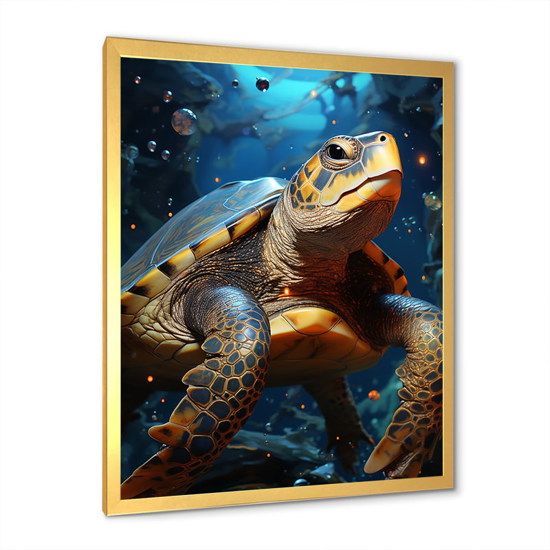 «Turtle with Starry Night Sky Above I», reproduction sur toile, Cadre doré simple, H 20 po x l 12 po x P 1 po