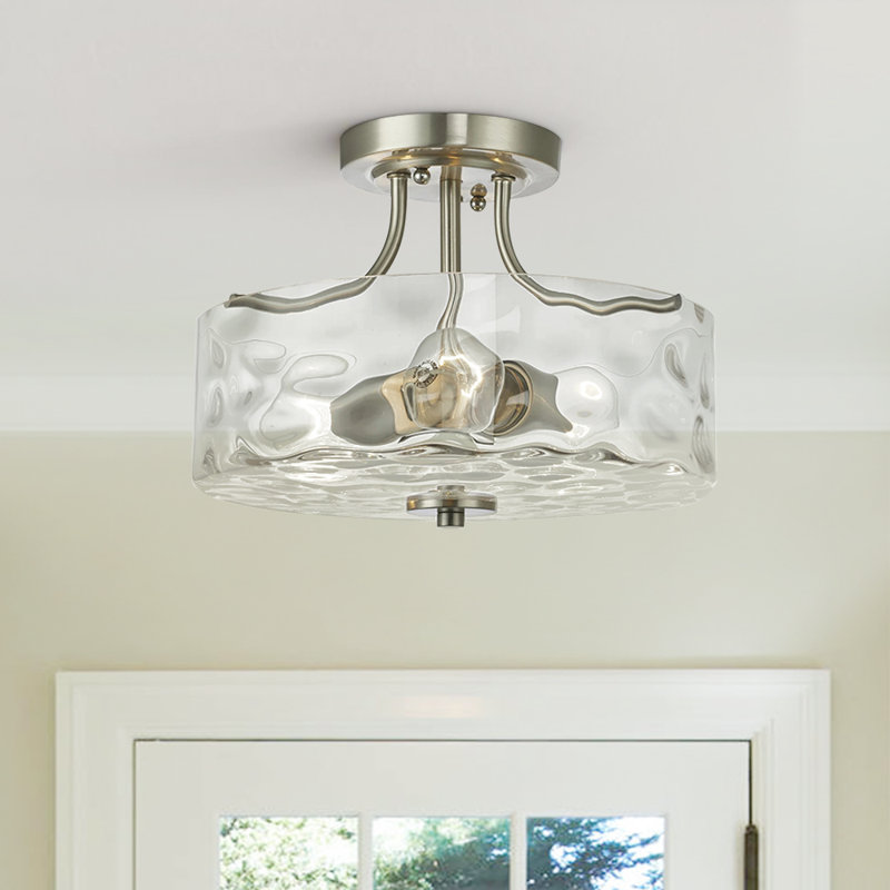 Worely 2-Light 30cm Glass Semi Flush Mount