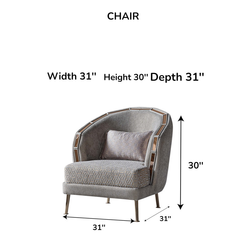 Chaise d'appoint rembourrée Modern Glam avec structure en métal