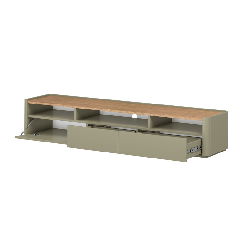 Blackett Unfinished TV Stand for TVs up to 77", Green/Brown