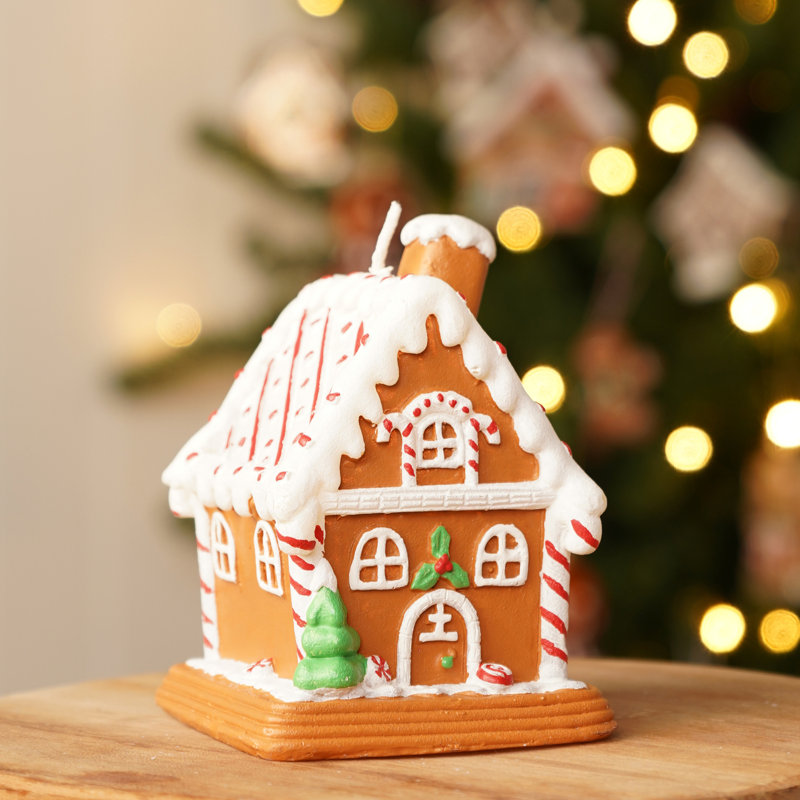 Gingerbread House Shaped Candle with Tree