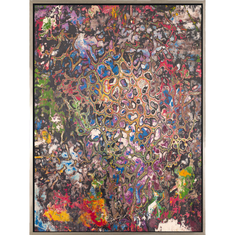 Tidal Pools Painting, 48" H x 36" W, Silver Framed