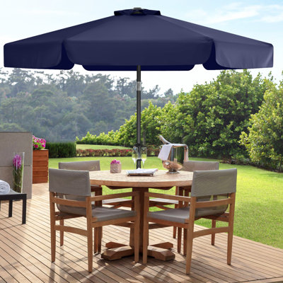 Parasol de marché Holmquist avec cantonnière festonnée, inclinaison et relevage