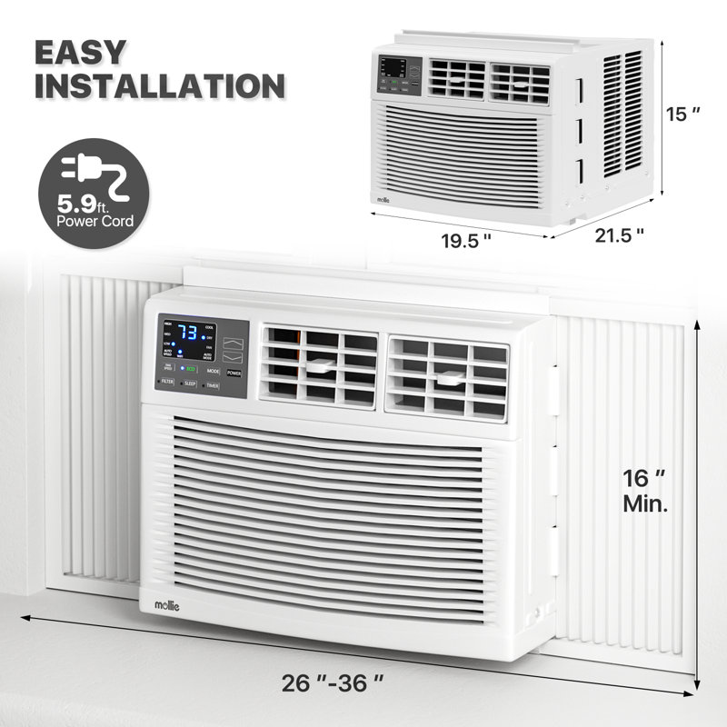 Mollie 12,000 BTU White Smart Window Air Conditioner with Remote
