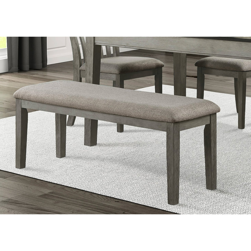 Banc de salle à manger en tissu avec structure en bois à finition grise et revêtu à 100% pour la pièce, Gris