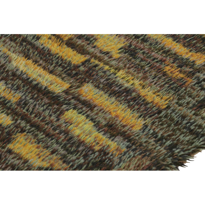 Vintage Swedish Rya Runner Rug In Scandinavian Minimalist Pattern - Rug & Kilim