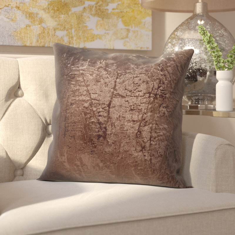 Feather Throw Pillow, 24" x 24", Truffle