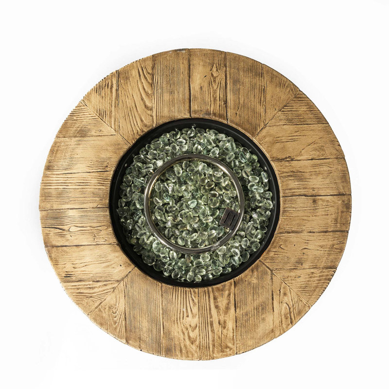Round Fire Pit Table Propane Fire Table With Lava Rocks