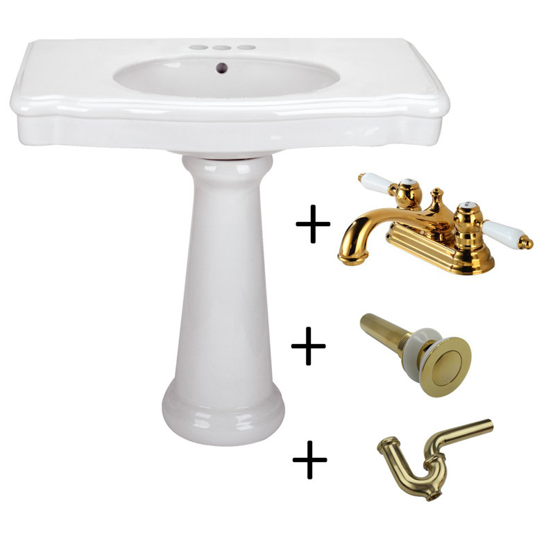 The Renovators Supply Inc. 22.5'' White Ceramic Rectangular Bathroom Sink with Faucet and Overflow