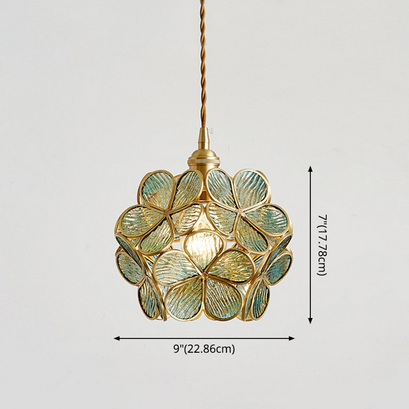 Hamiel - Light Brushed Brass Novelty Pendant, Blue
