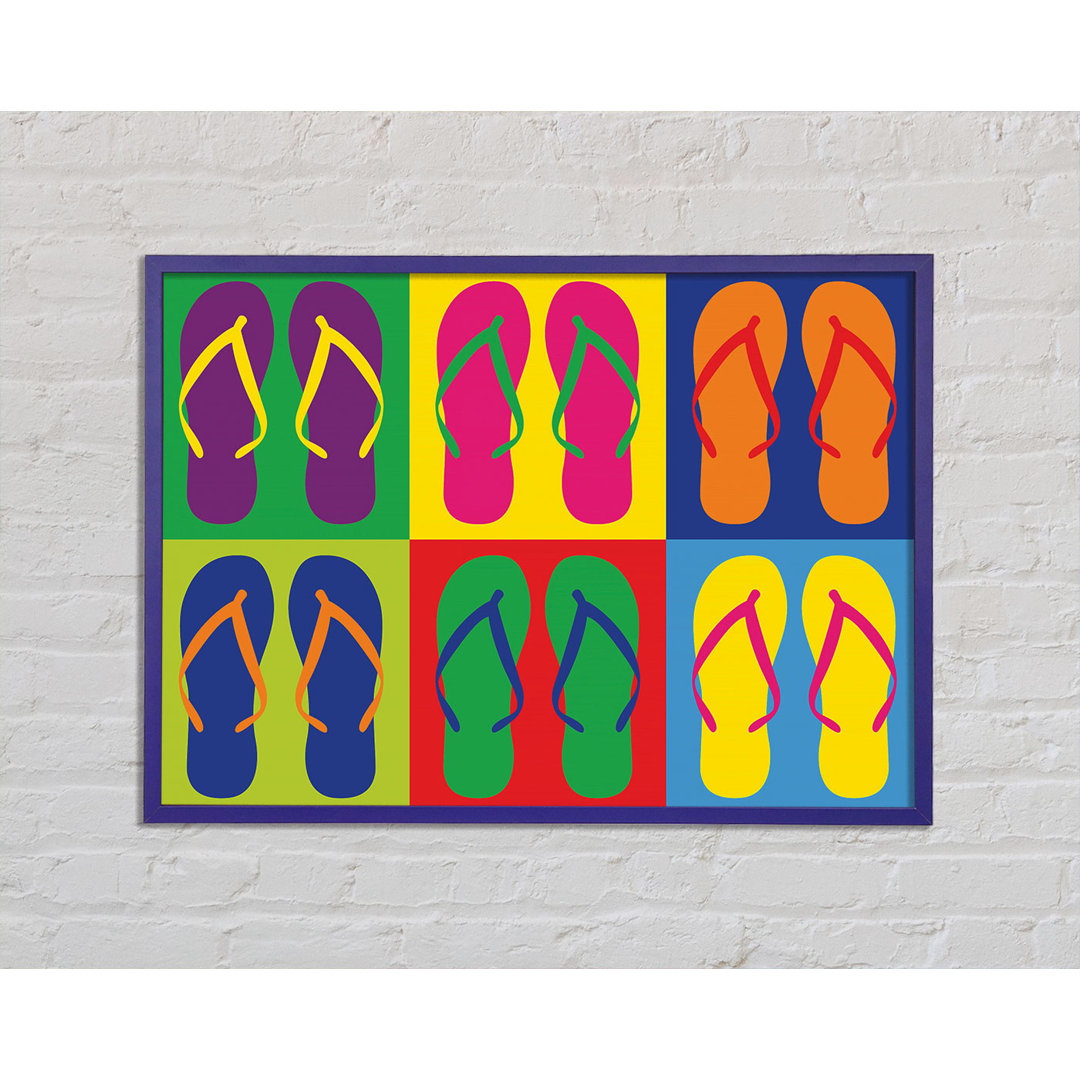 Pop Art Flip Flops Gerahmter Druck Wandkunst