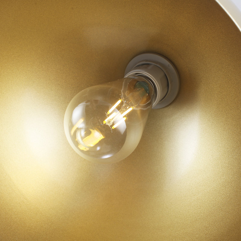 Luminaire suspendu moderne en forme de dôme à 2 lumières de 34,64 po avec abat-jour en métal et cordon réglable Dileo, Doré