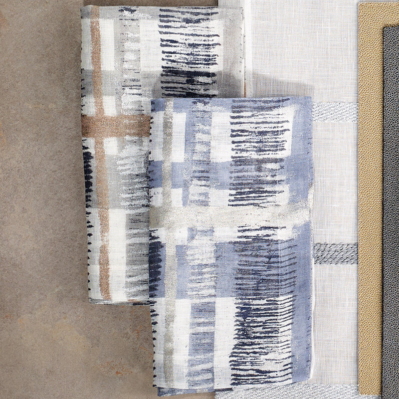Contempo Linen Napkins, White/Ice Blue