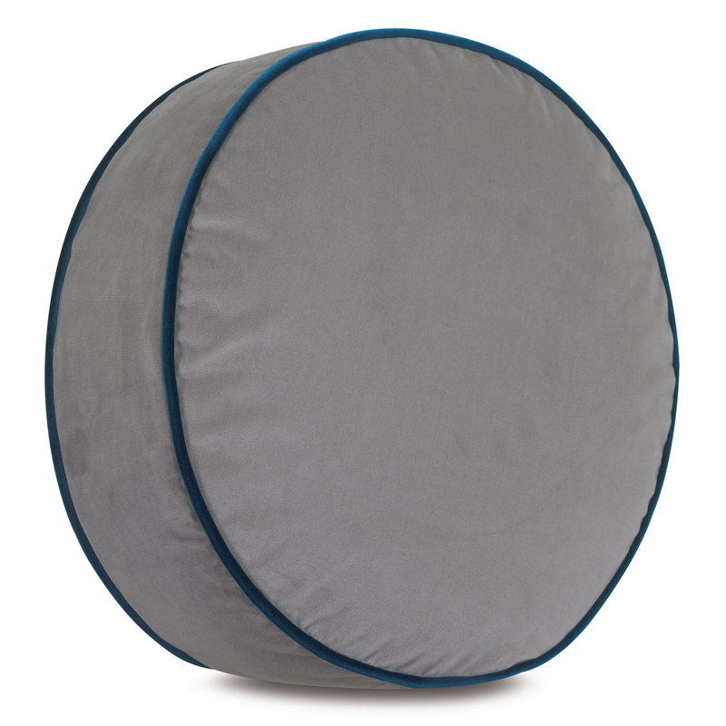 Uma Velvet Circular Pillow Cover & Insert, Uma Gray