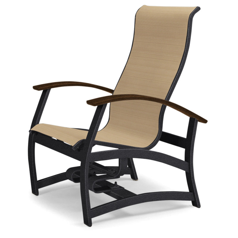 Askar Swivel Powder Coated Aluminum Outdoor Lounge Chair, Titanium Sunbrella®, Textured Black, Kona P10
