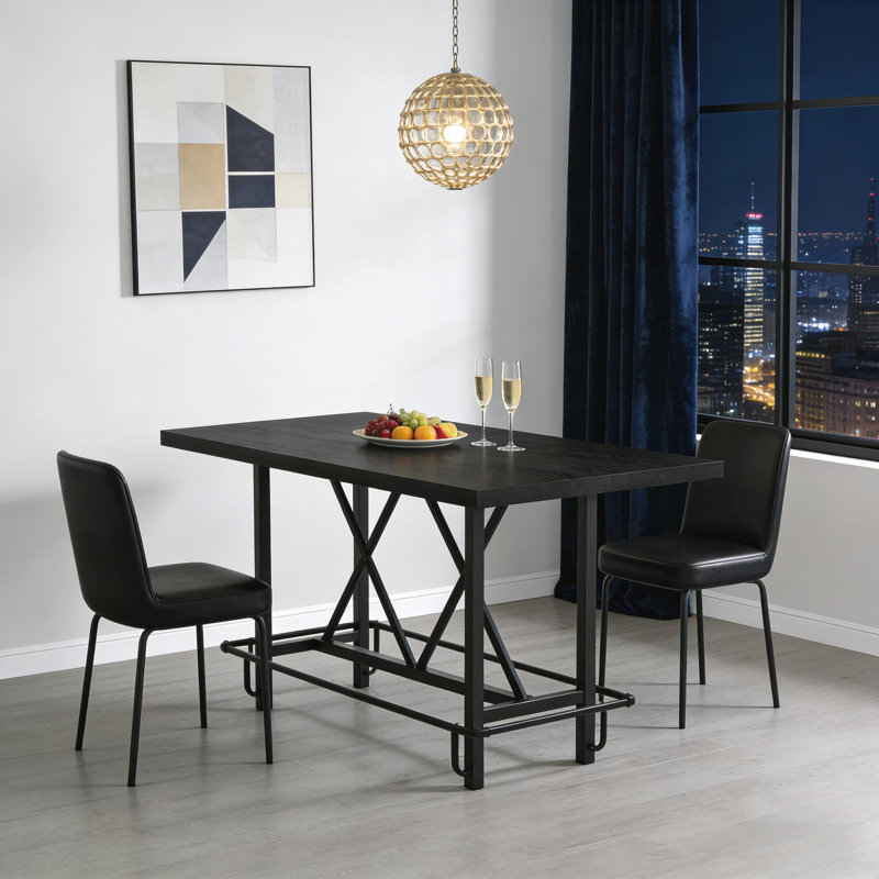 Table de bar, table de salle à manger, table de cuisine rectangulaire, table basse, Noir