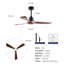 Ventilateur de plafond moderne chaud de 52 pouces avec 3 couleurs à intensité variable, 3 pales ABS, moteur à courant continu réversible et télécommande